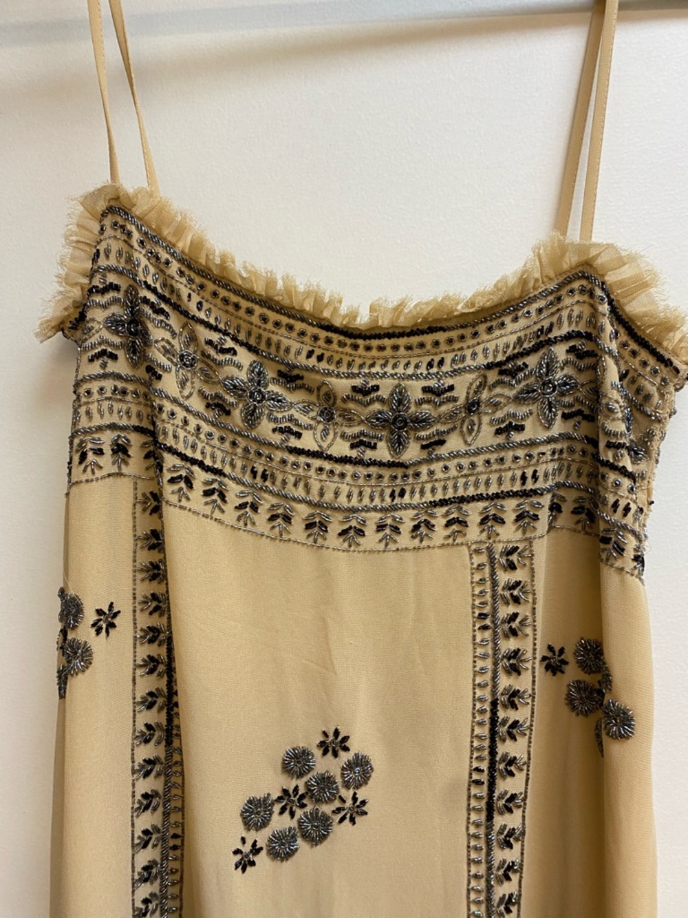 Zara Beige Strapless Maxi Dress with Beading details - Picture 7 of 9